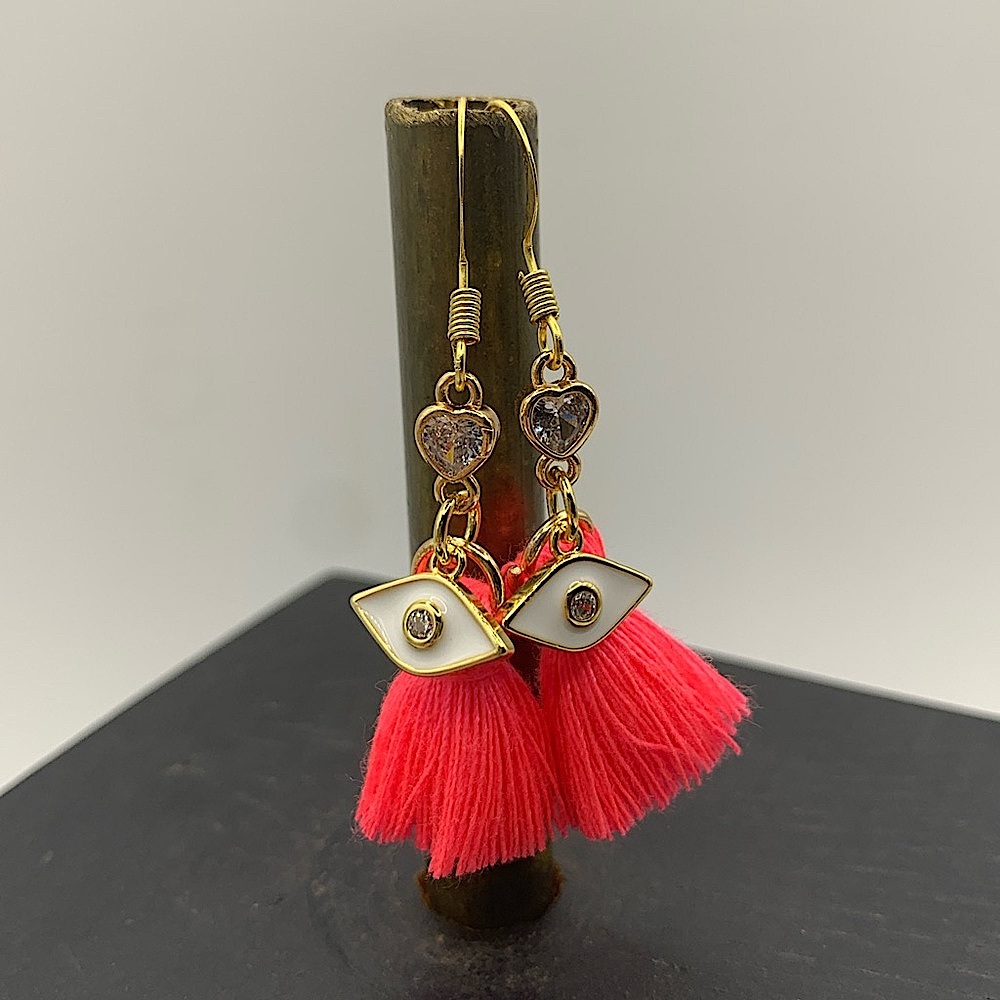 💕Hot pink tassel earrings✨